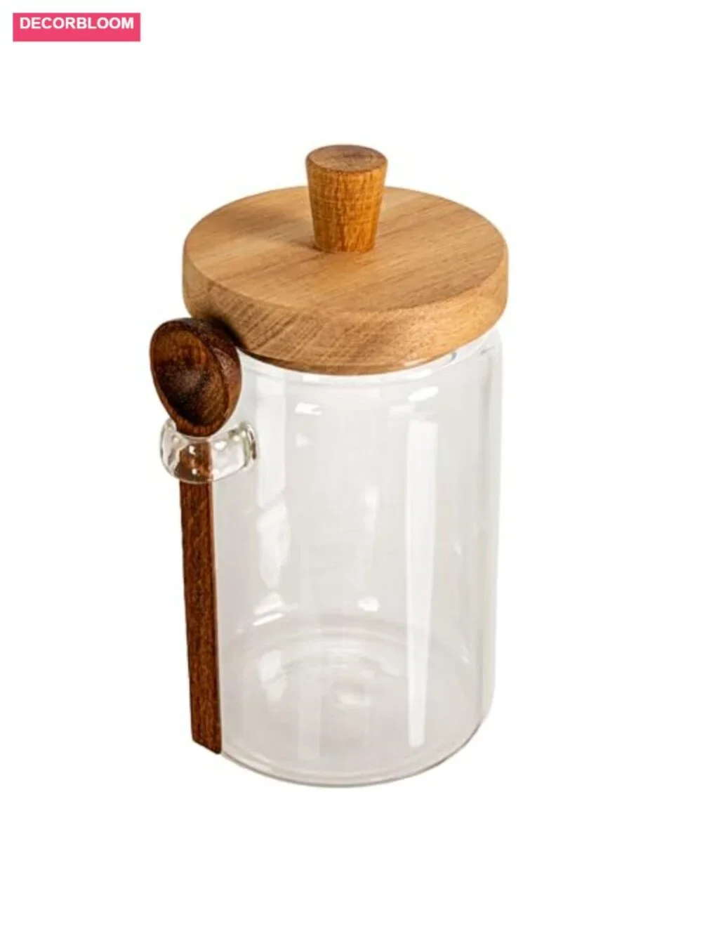 Glass Canister with Acacia Wood Lid and Spoon